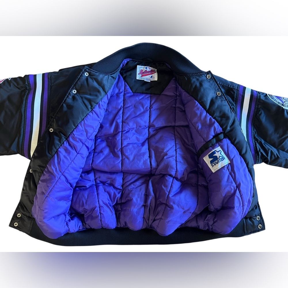 VTG 90s MLB Colorado Rockies Starter Diamond Collection Satin Jacket Korea Mint - Picture 10 of 14